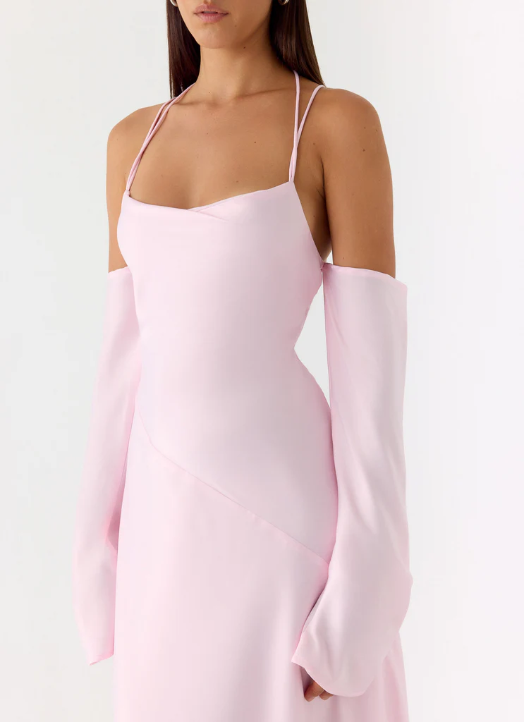 Vestito Maxi a Maniche Lunghe Breathe Me - Rosa Baby