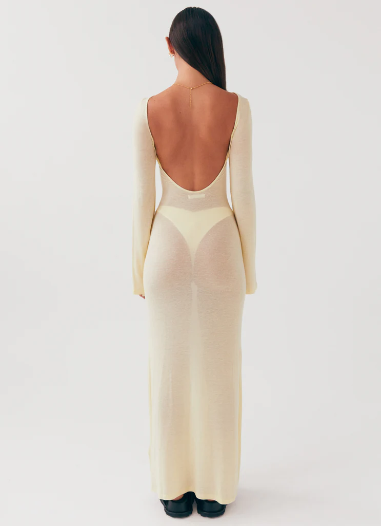 Abito Maxi a Maniche Lunghe Olivia - Limone