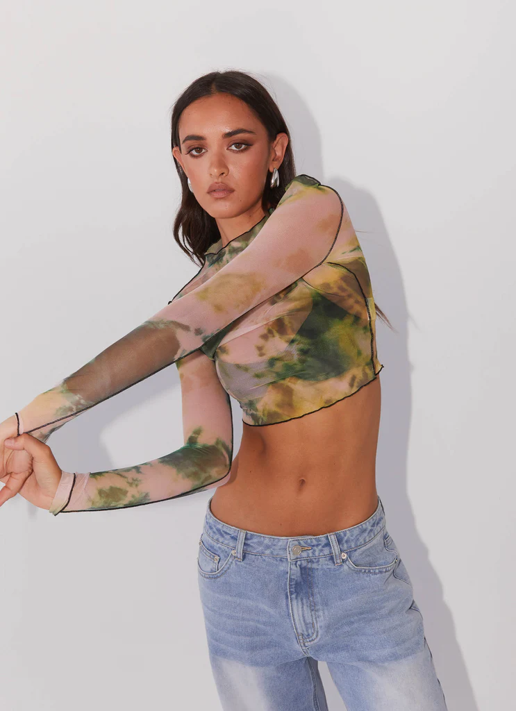 Top a Maniche Lunghe in Maglia Neon Serenade – Rainforest Top a Maniche Lunghe in Maglia Neon Serenade - Rainforest