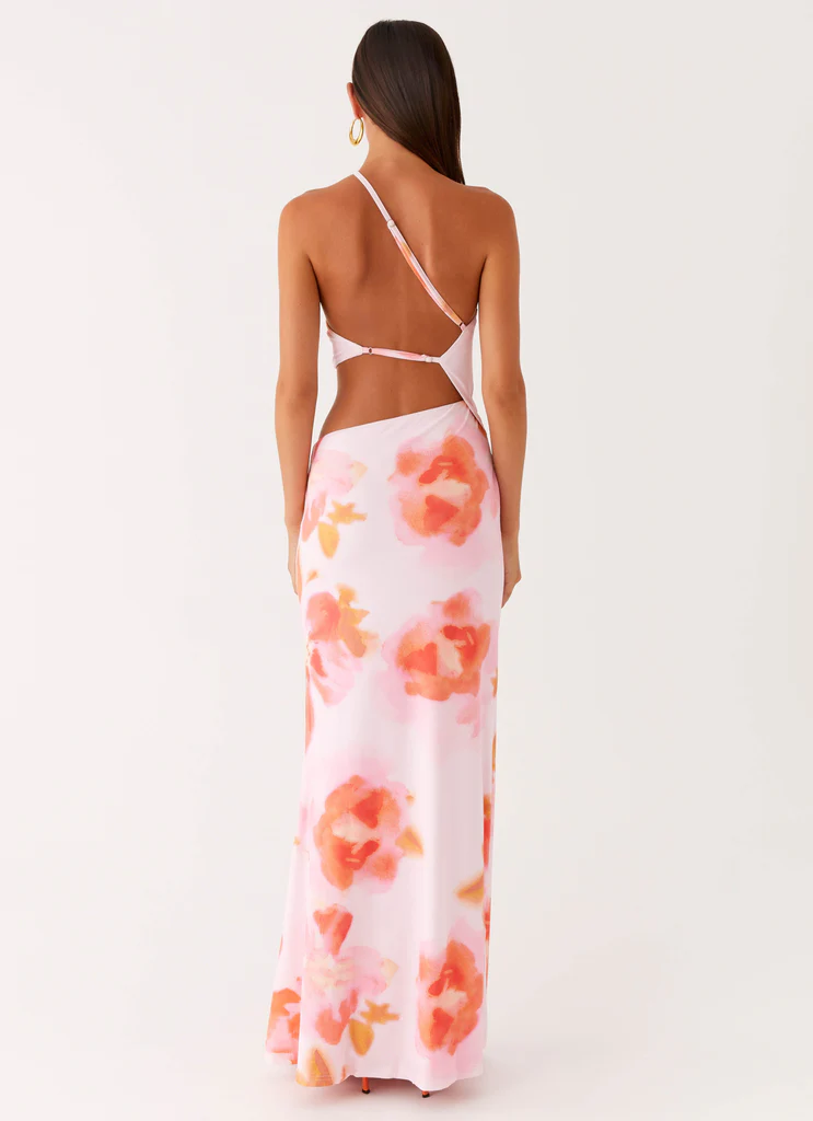 Riano Abito Maxi con Aperture - Fioritura Arrossata