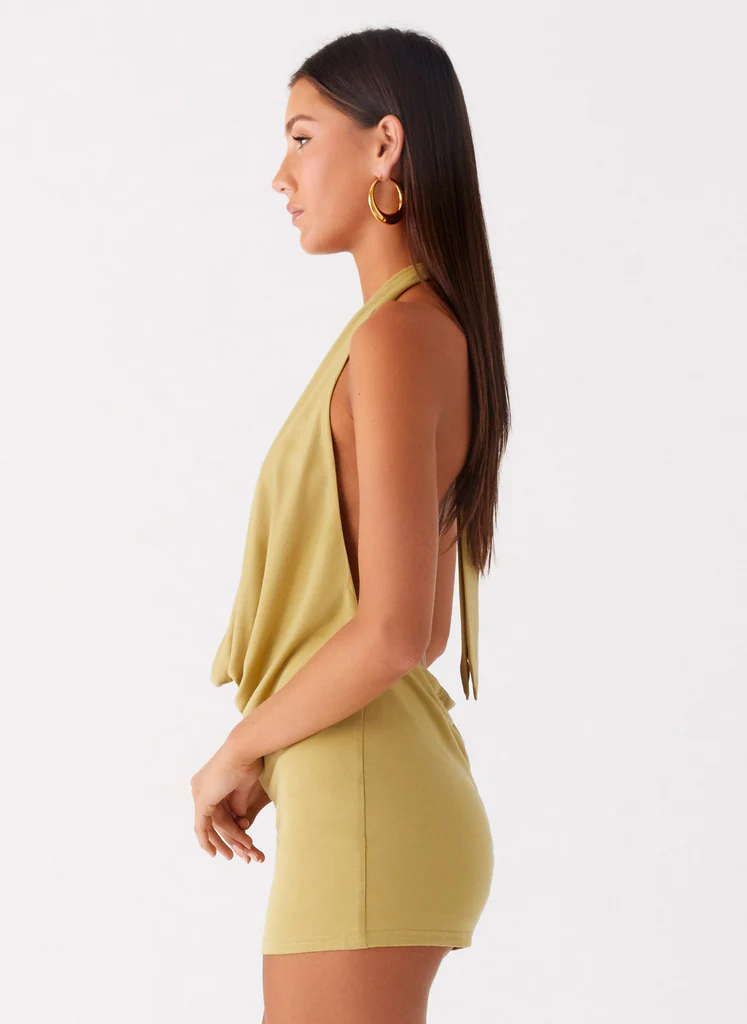 Haisley Cowl Mini Dress – Verde Lime Haisley Cowl Mini Dress - Verde Lime