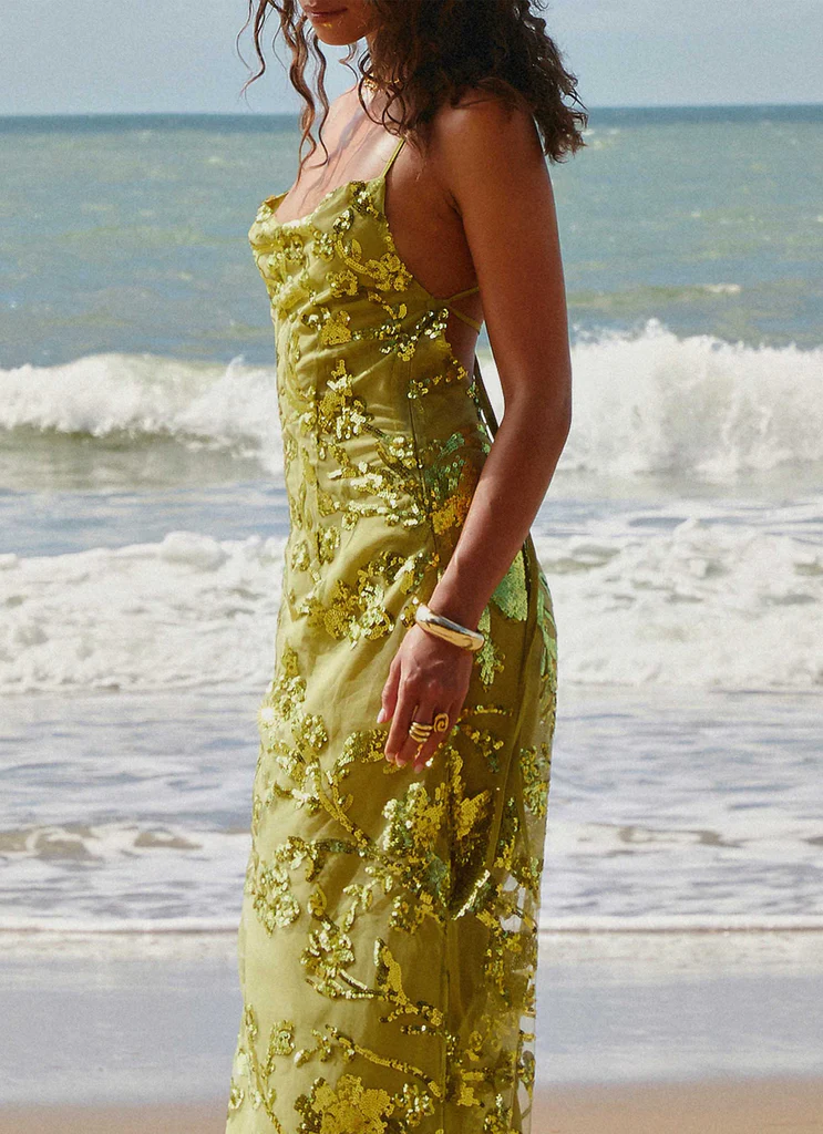 Abito Maxi in Paillettes Havana - Lime