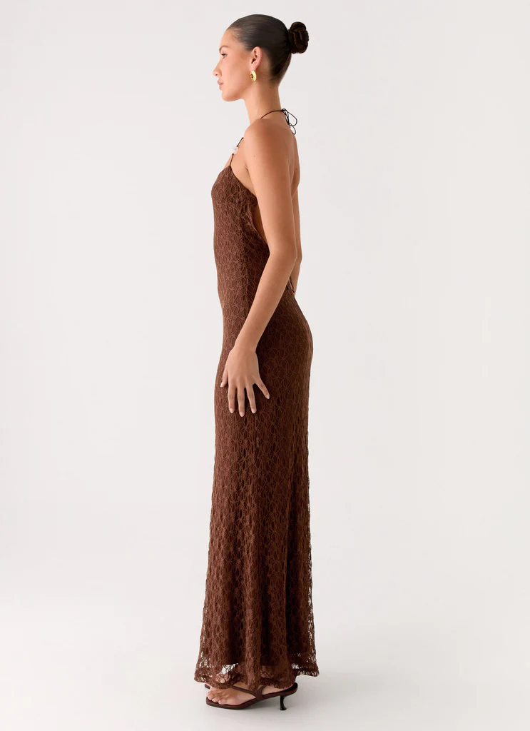 Promessa Mia Abito Maxi in Pizzo - Cioccolato