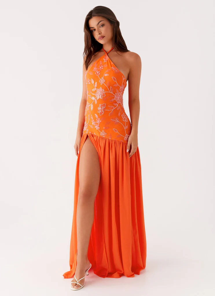 Abito Maxi con Perline Janelle - Arancione