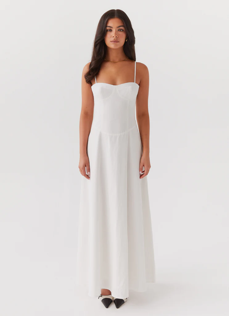 Abito Maxi in Lino Angelina - Bianco