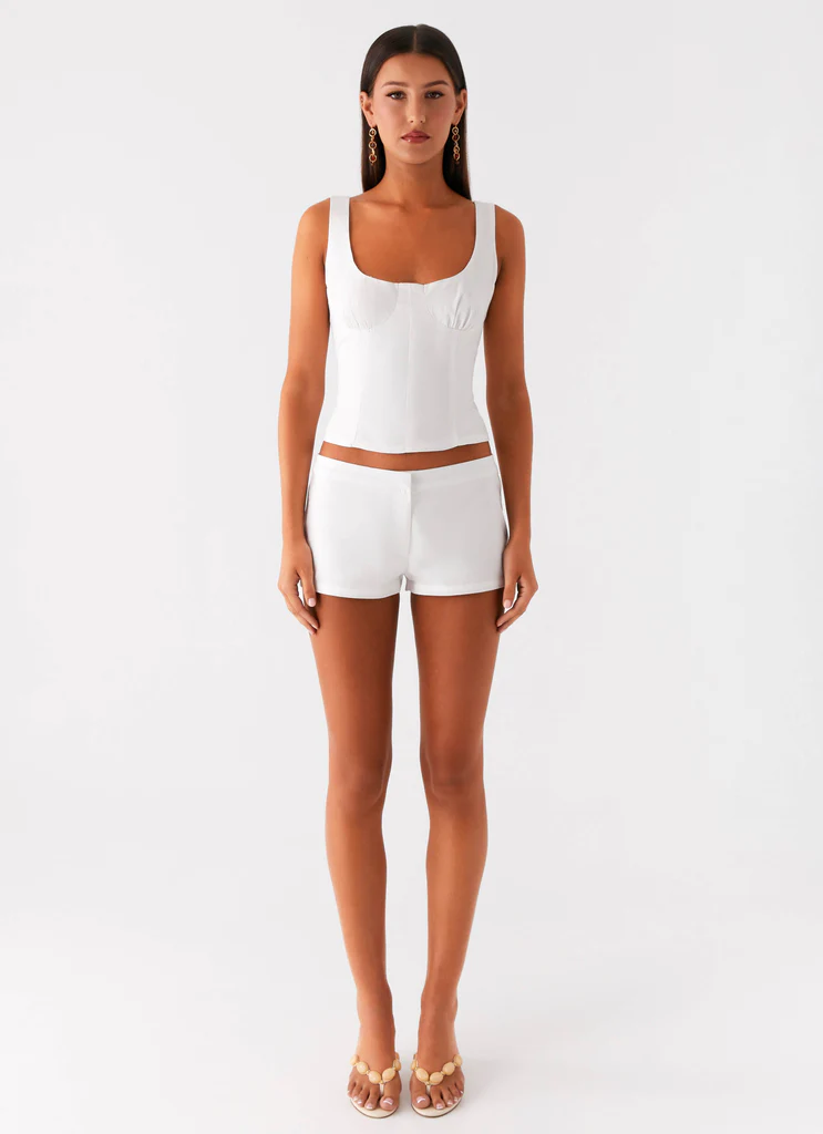 Costume in Cotone Micro Mini Shorts - Bianco