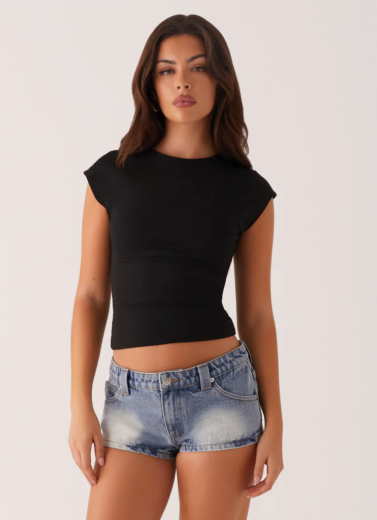 Shorts in Denim a Vita Bassa Headland - Blu Chiaro