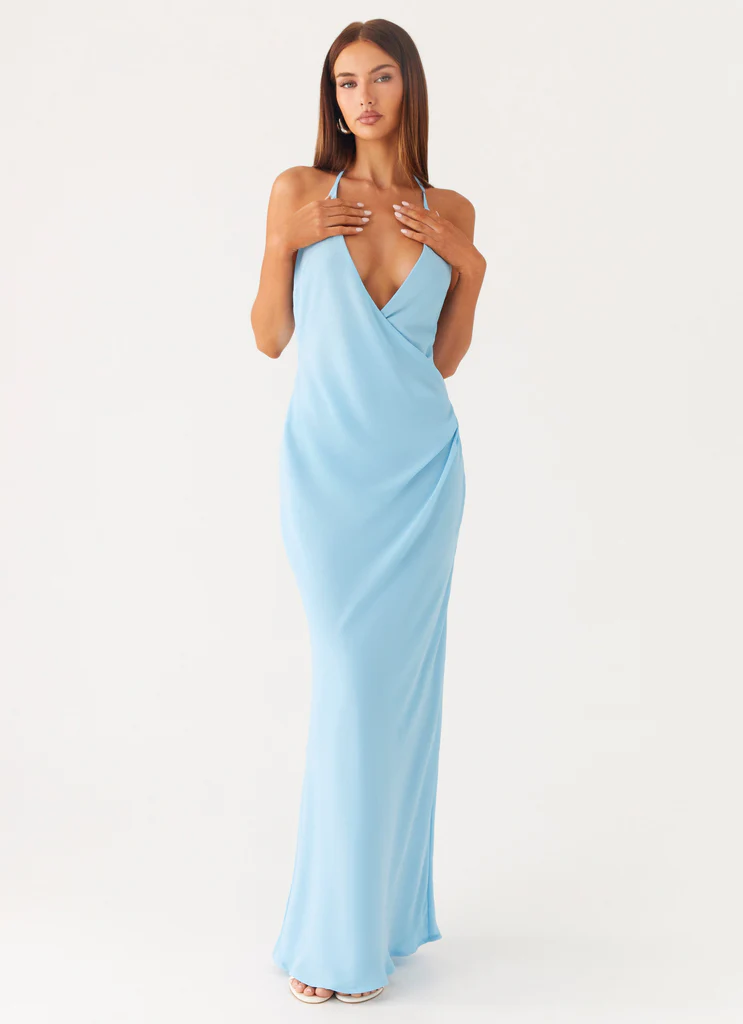 Just A Kiss Cowl Maxi Dress - Turchese