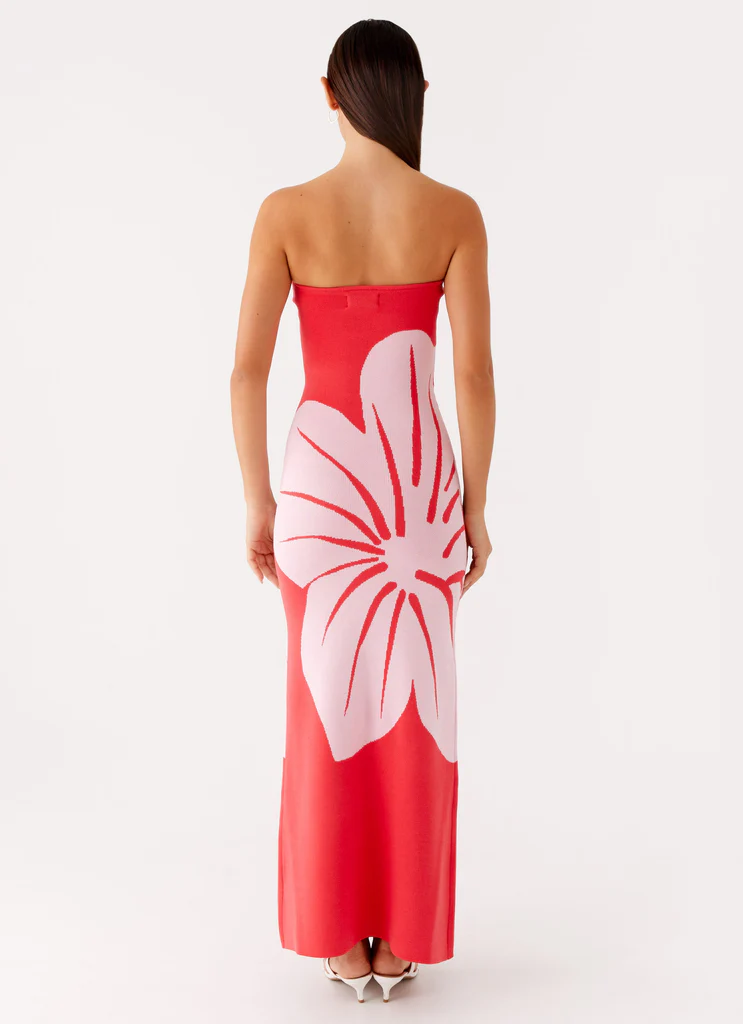 Gonna Maxi A Maglia Senza Spalline Jala – Fiore Rosso Gonna Maxi A Maglia Senza Spalline Jala - Fiore Rosso