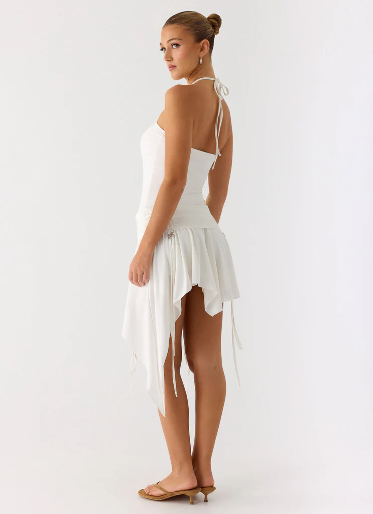 Khalida Abito Mini in Jersey con Spalline - Bianco