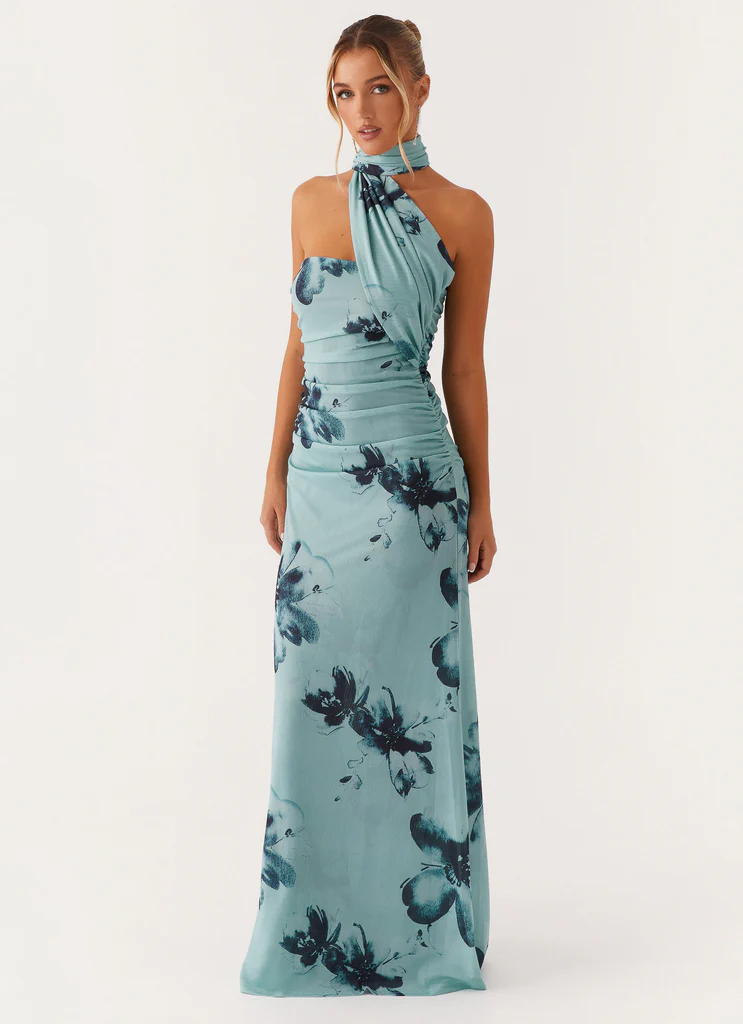 Abito Maxi Songbird - Fiori Blu Nero
