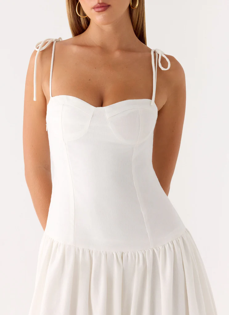 Abito Maxi in Lino Giovanna - Bianco
