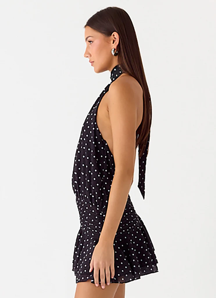Vestito Mini in Chiffon Willow – Puntini Neri Vestito Mini in Chiffon Willow - Puntini Neri