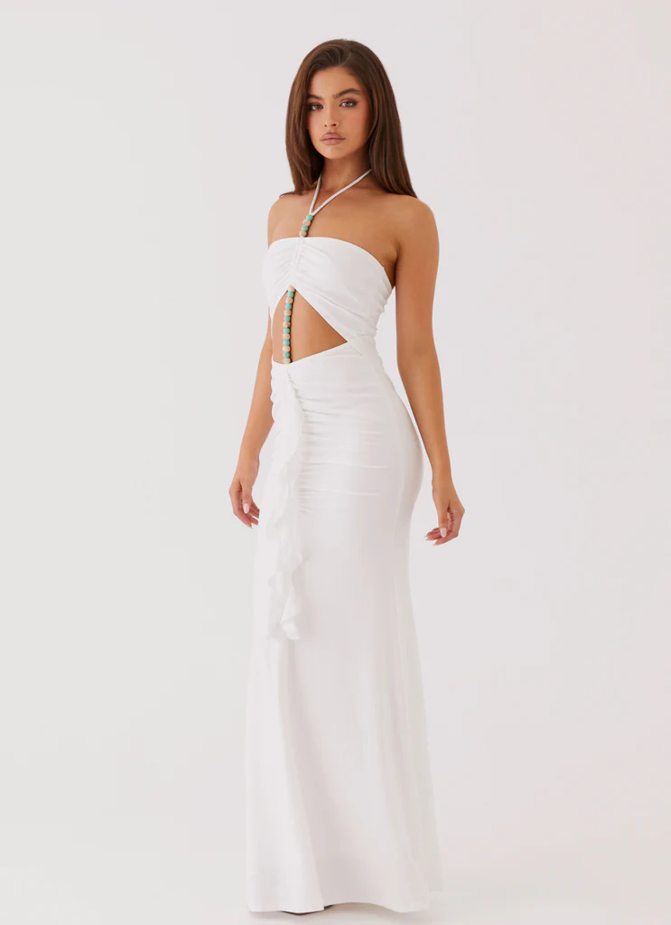 Abito Maxi Serina con Pieghe – Bianco Abito Maxi Serina con Pieghe - Bianco