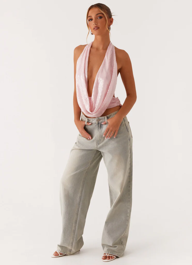 Top in paillettes Sawyer - Rosa