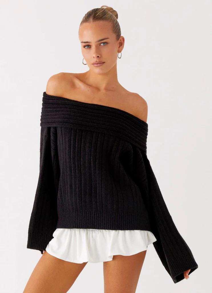 Federica Off Shoulder Knit – Nero Federica Off Shoulder Knit - Nero