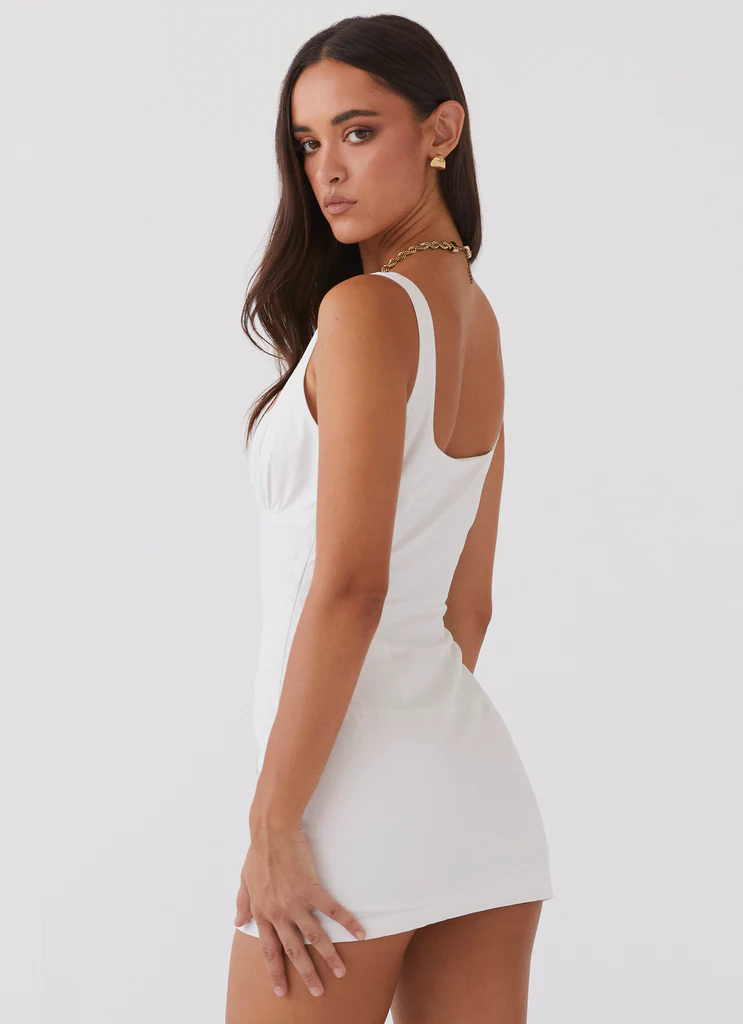 Vestito Mini con Cerniera Frontale Casey - Bianco