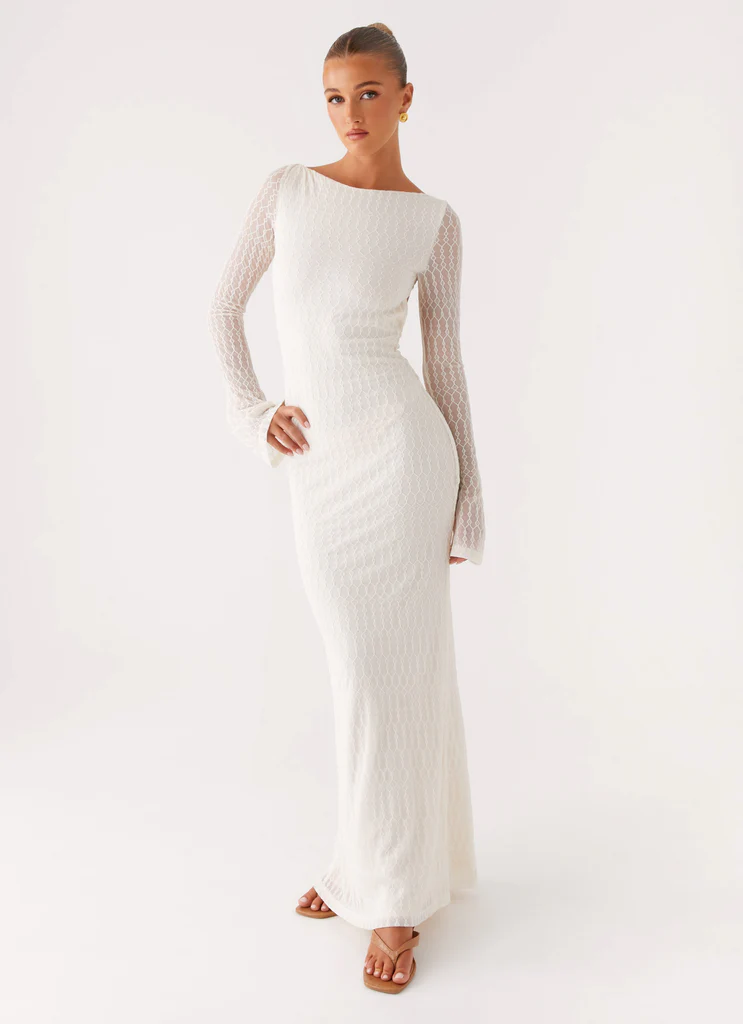 Abito Maxi con Maniche Lunghe Ethereal - Avorio