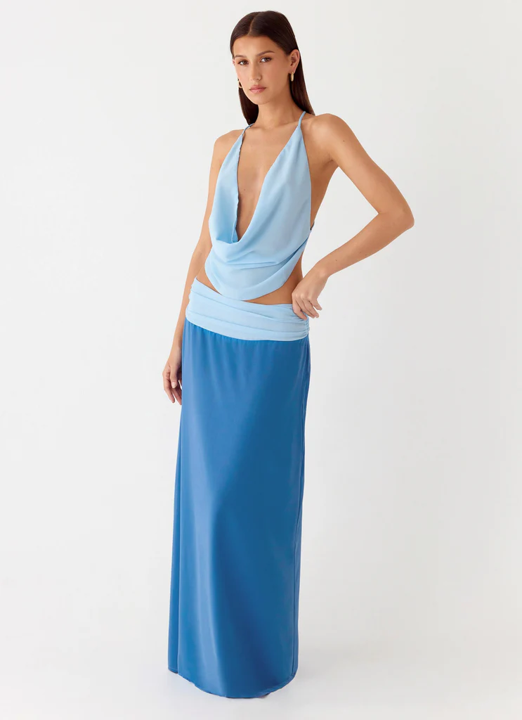 Maxi gonna Blushing Bloom - Azzurro baby