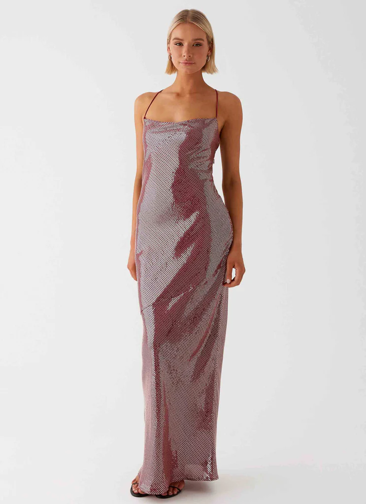 Abito Maxi con Paillettes Jada - Rosso