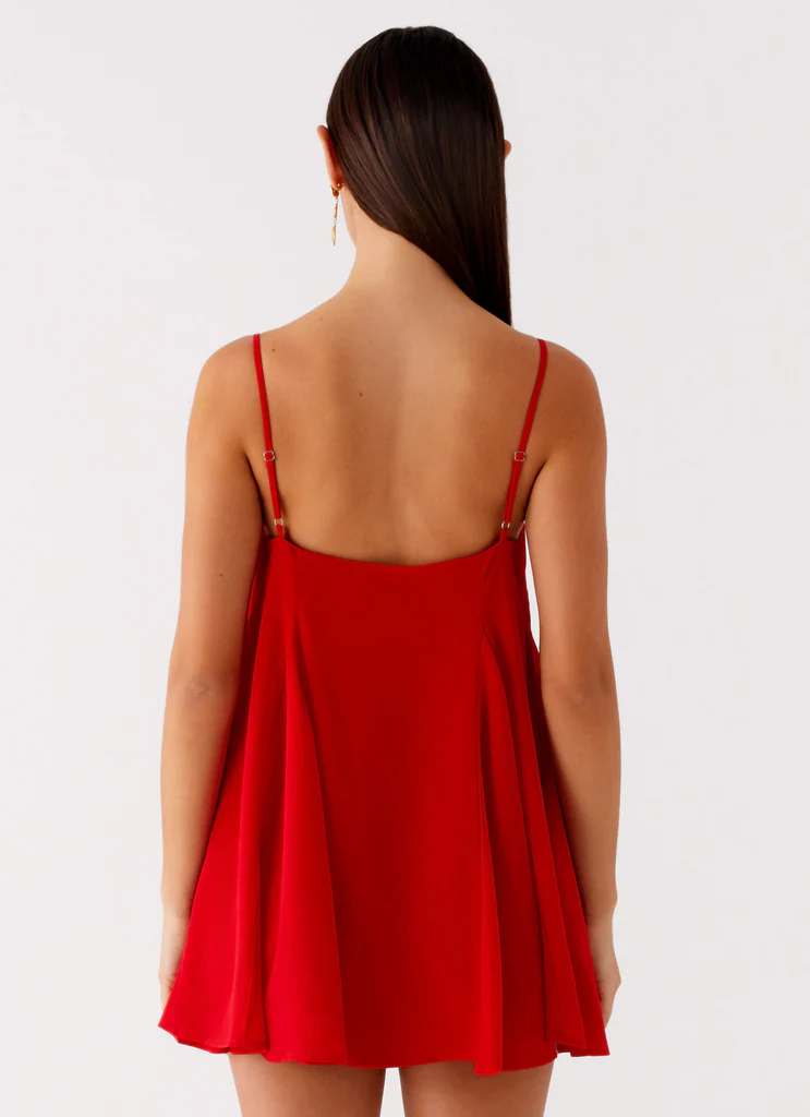 Godets Hem Mini Dress - Rosso
