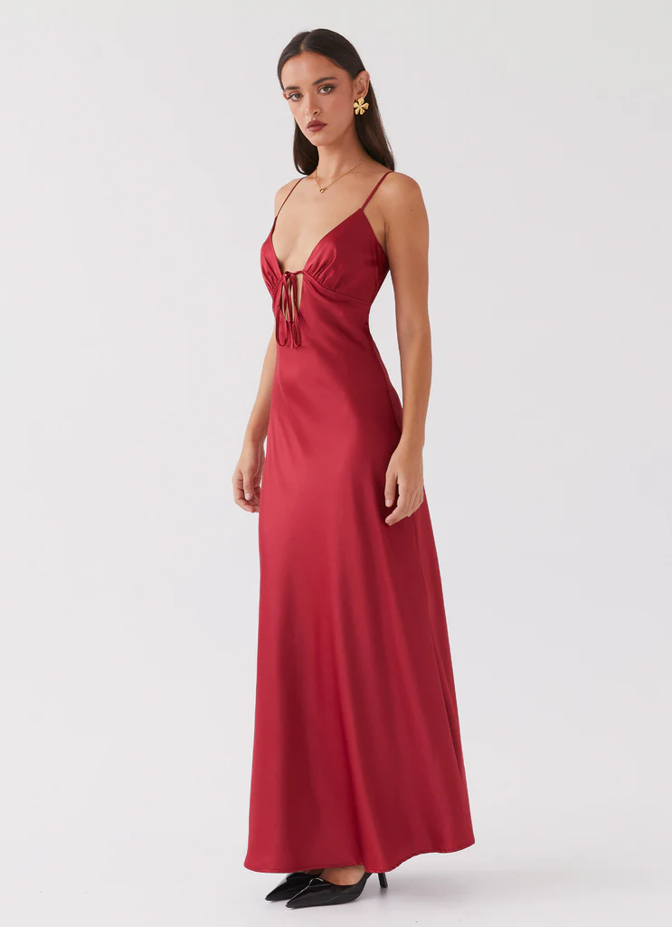 Abito Maxi in Seta Flora - Ciliegia