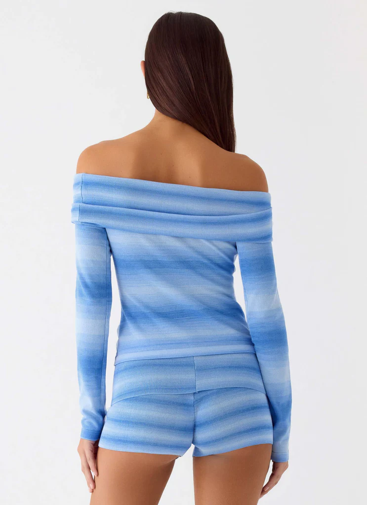 Top in maglia La Luna Bardot - Cerulean