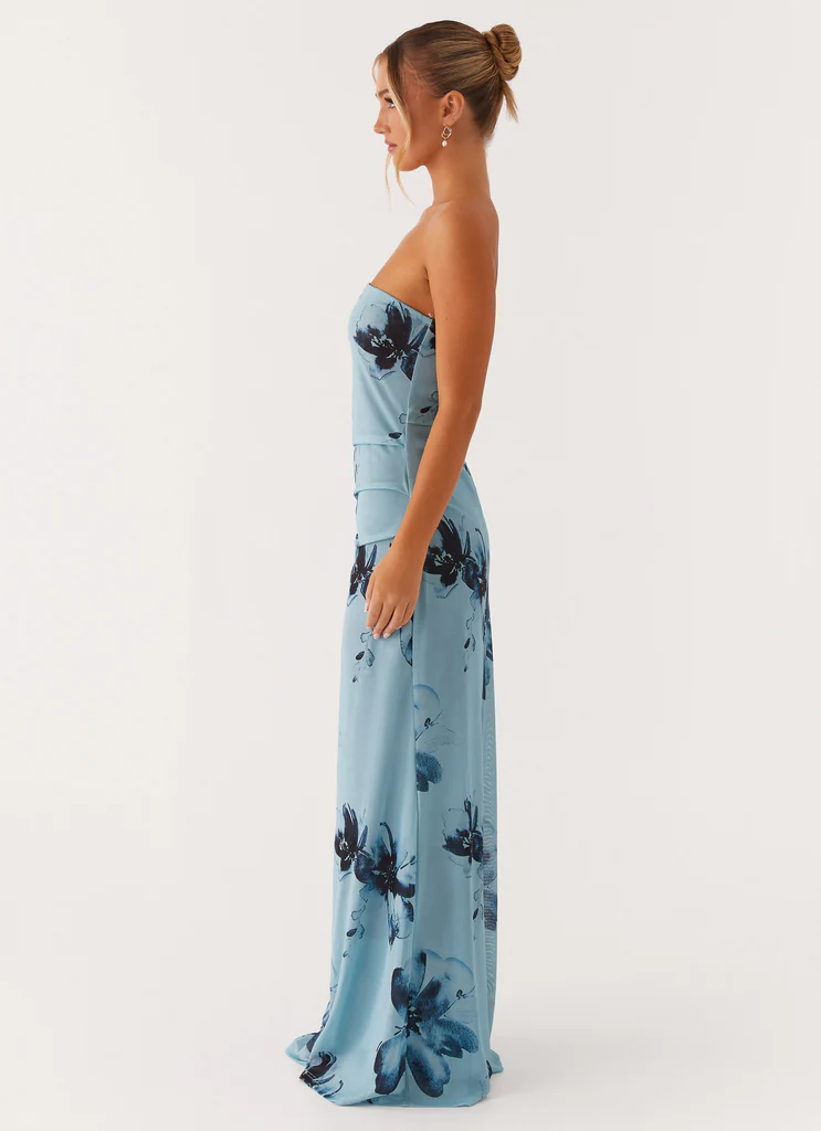 Abito Maxi Field Of Dreams - Fiorellato Blu Nero