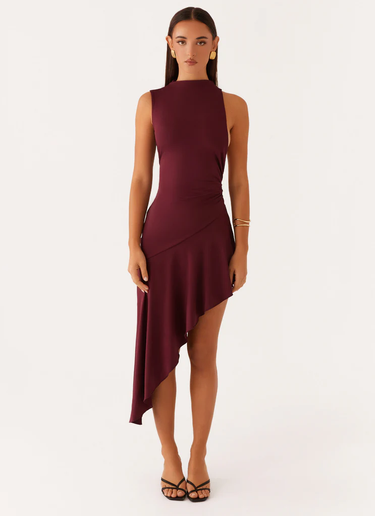 Vestito Maxi Asimmetrico Venetia - Marrone Scuro