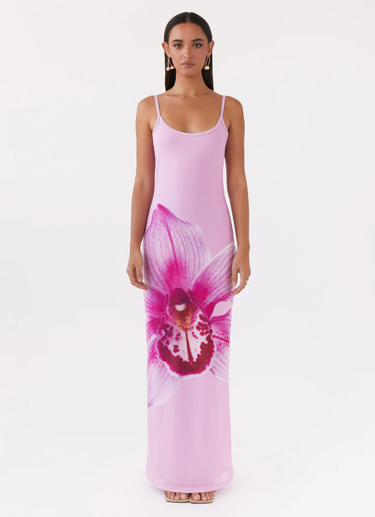 Bad News Mesh Maxi Dress - Rosa Magnolia