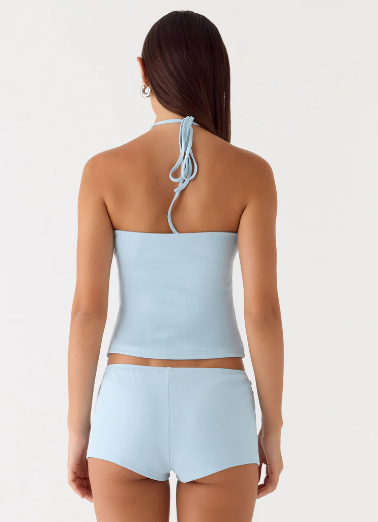 Bonita Button Mini Shorts - Azzurro Pallido