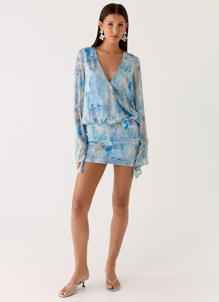 Vestito Mini Vanish Into You - Azzurro Paisley