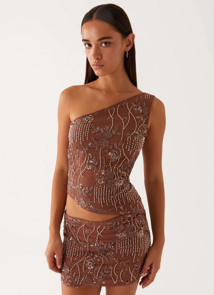 Vestito Mini Unico Spallino Through The Night - Cioccolato