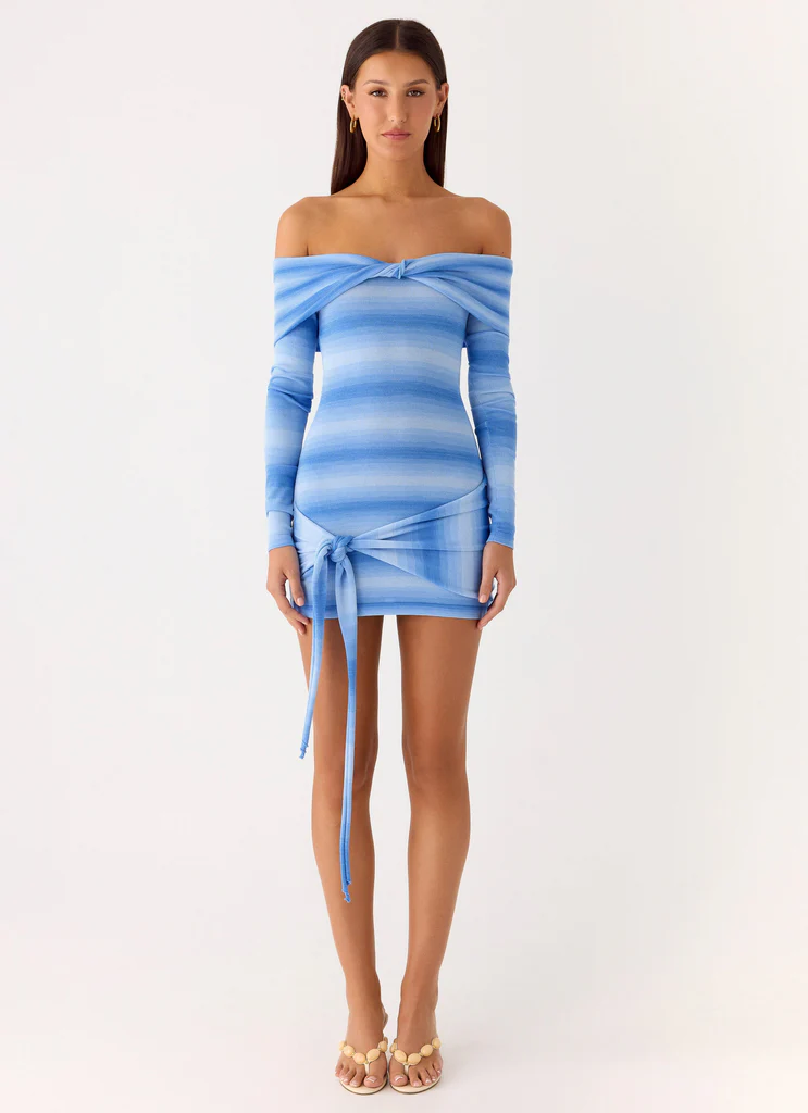 Gomez Bardot Abito Mini in Maglia - Ceruleo