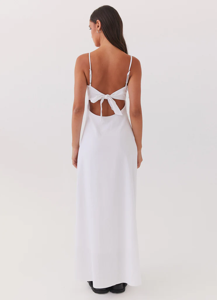 Abito Maxi in Lino Flora – Bianco Abito Maxi in Lino Flora - Bianco