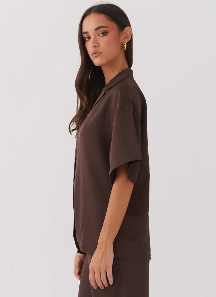 Camicia in Seta Palm Cove - Cioccolato
