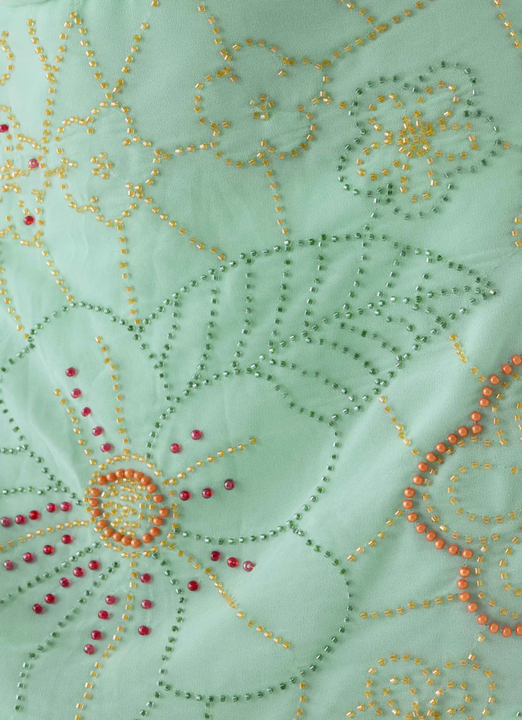 Outlaw Beaded Mini Dress - Mint Aqua