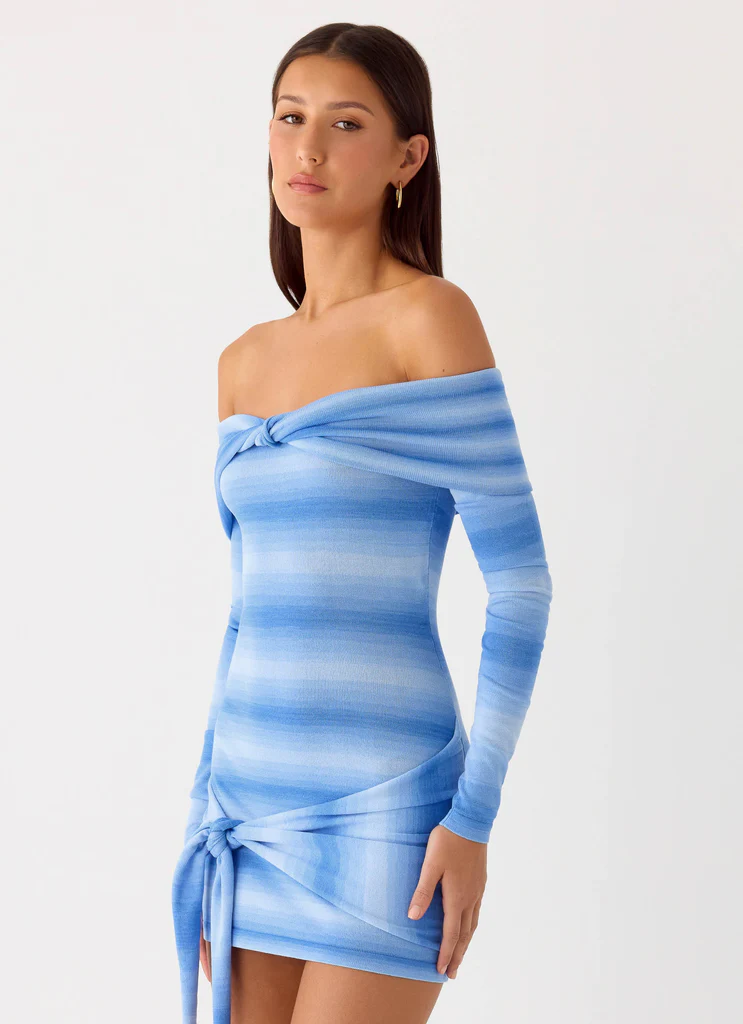 Gomez Bardot Abito Mini in Maglia - Ceruleo