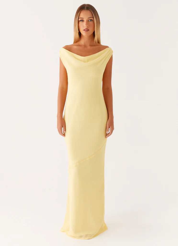 Abito Maxi in Chiffon Brittany - Giallo Pastello