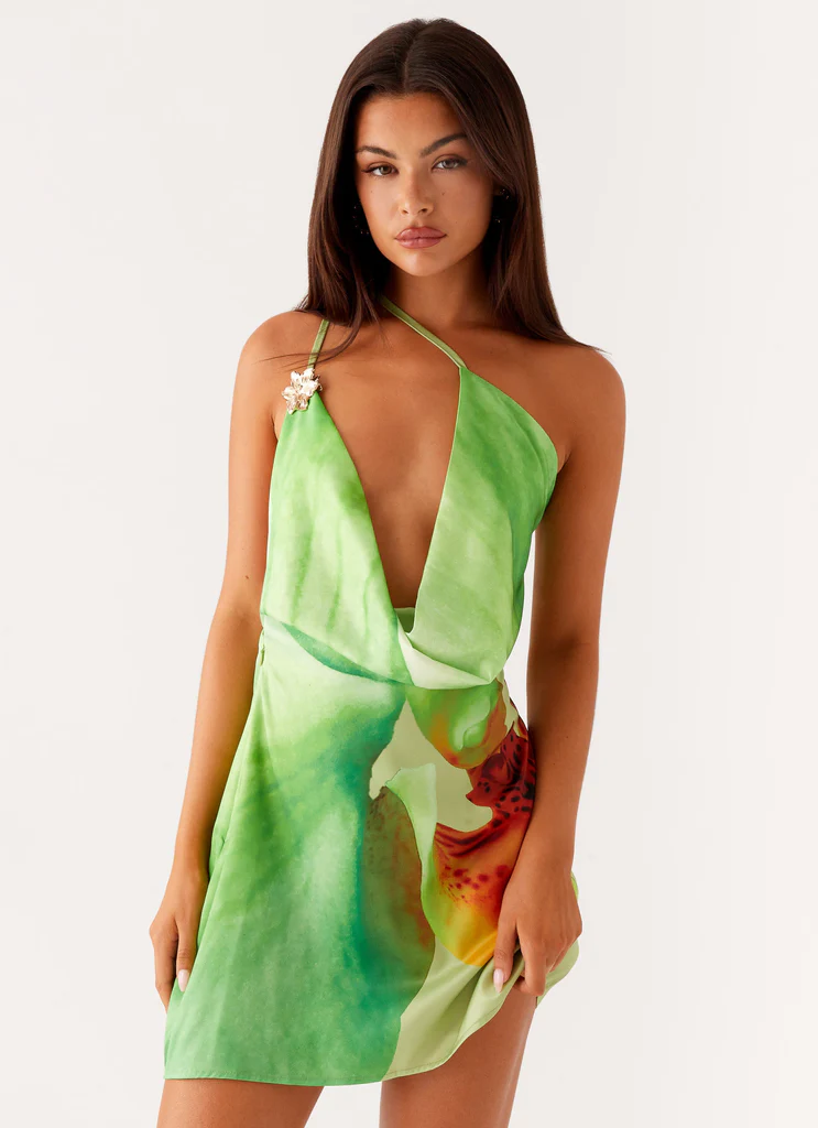 Aiva Mini Dress - Verde Floreale