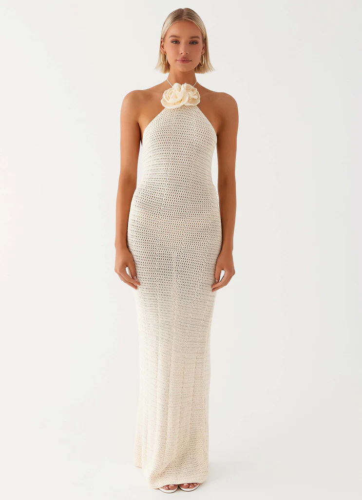 Abito Maxi a Spalline Gia Rose - Avorio
