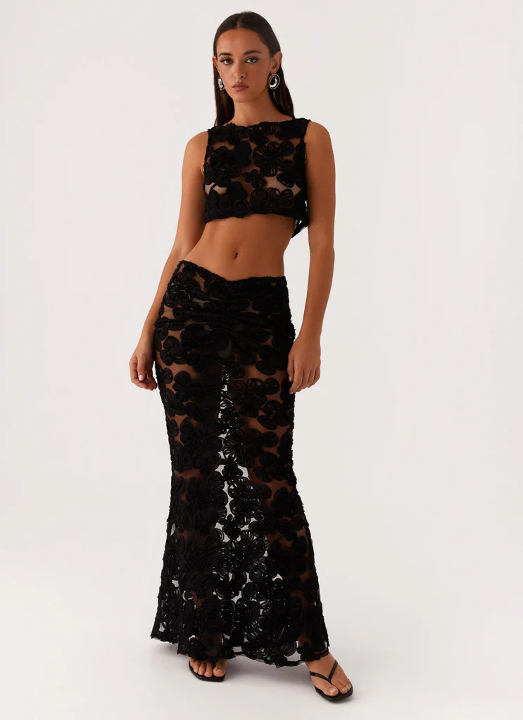 Skirt Maxi Fiorella Floret - Nero