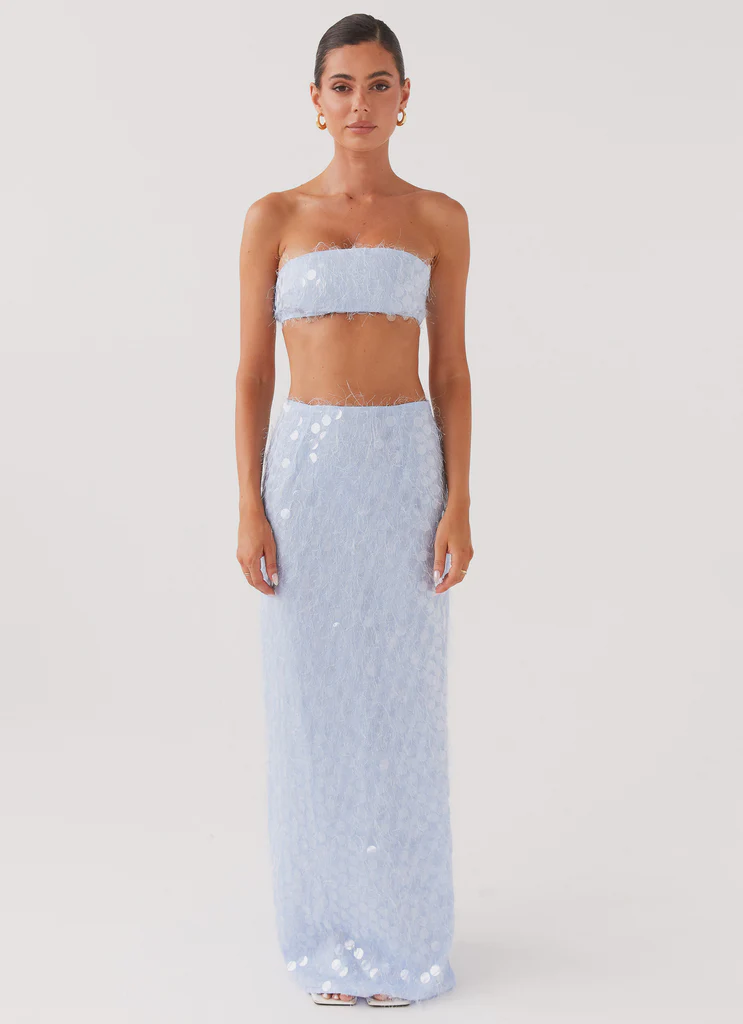 Maxi gonna con paillettes texture – Nebbia Lavanda Maxi gonna con paillettes texture - Nebbia Lavanda