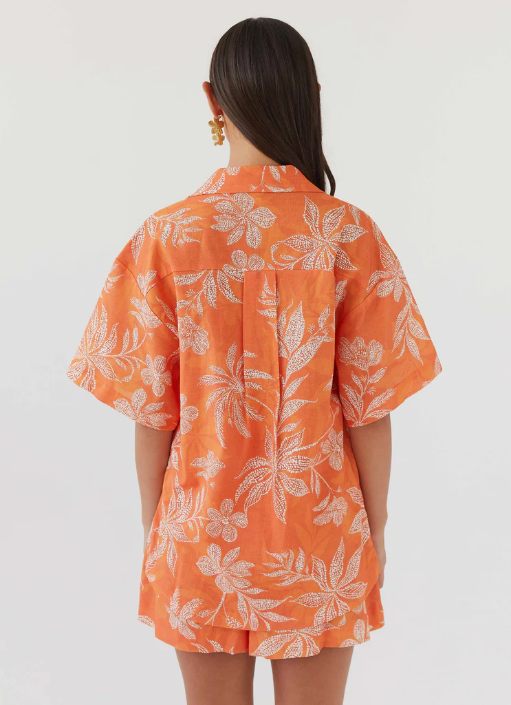 Camicia Oversized in Lino Sweet Relief - Tramonto Tropicale