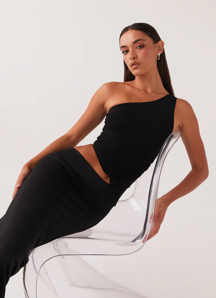 Vestito Maxi Una Spalla Seranella - Nero
