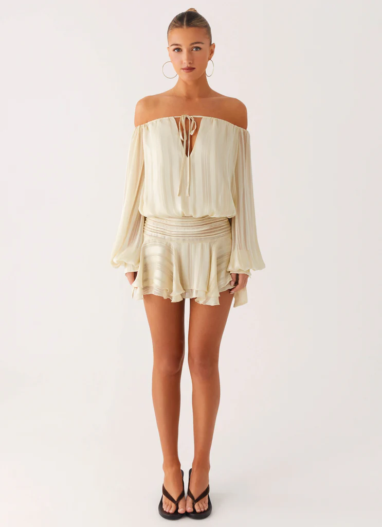 Eira Vestito Mini con Maniche a Palloncino - Avorio