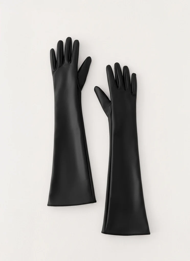 Guanti in Pelle Finta Attalina - Nero