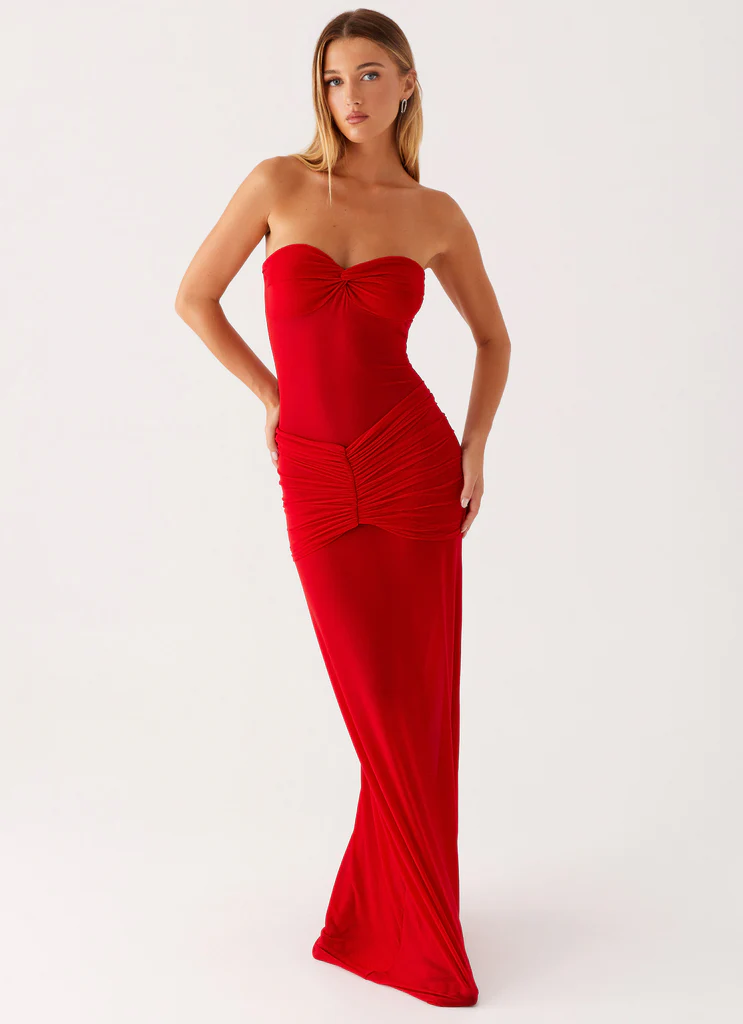 Abito Maxi in Reté Ottilie - Rosso