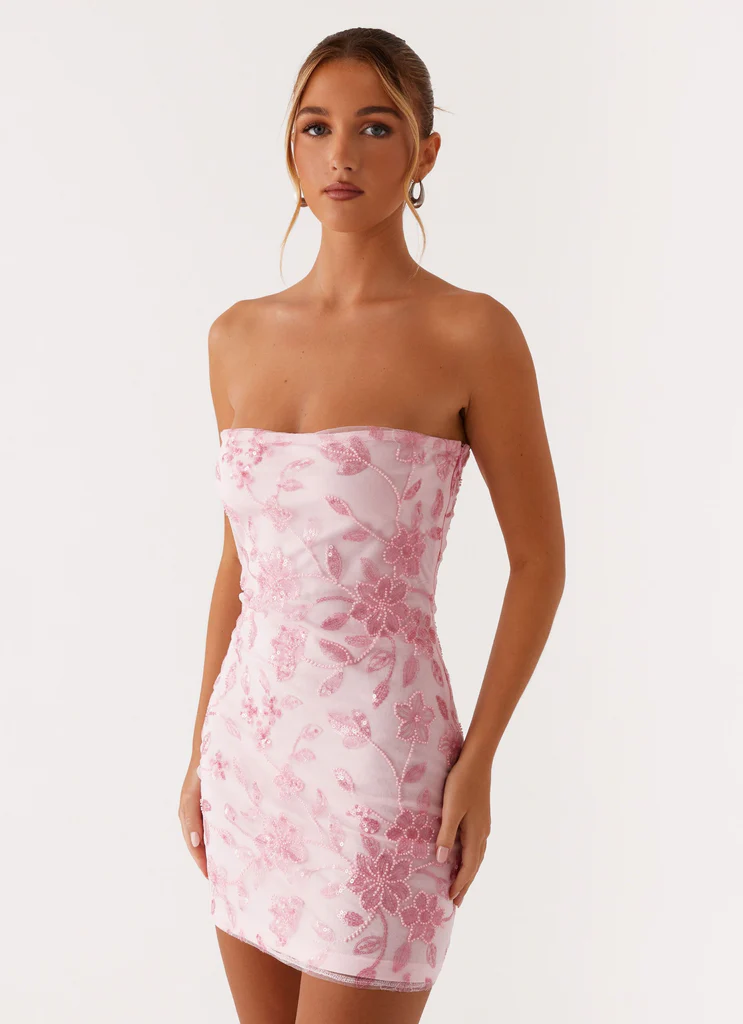 Moorey Beaded Mini Dress - Rosa