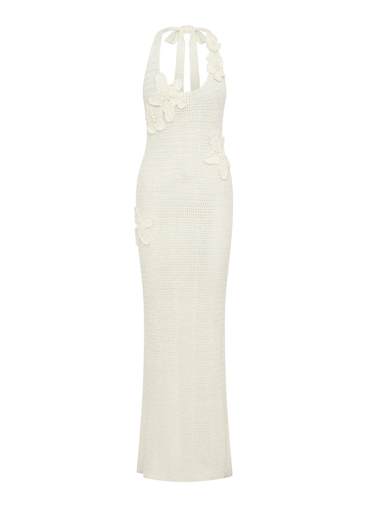 Novalee Flower Crochet Maxi Dress - Avorio